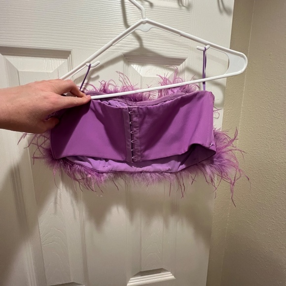 Nasty Gal Feather Bandeau Crop - Picture 2 of 5